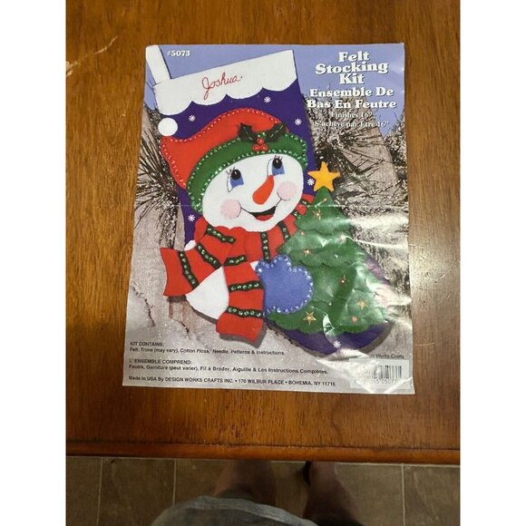 Design Works Crafts Felt Christmas Stocking Handcrafted "Snowman and Tree" 16" - Picture 10 of 10